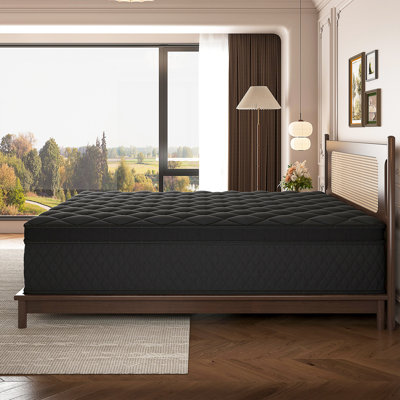 Matelas hybride mi-ferme 14 po avec mousse viscoélastique imprégnée de gel et ressorts ensachés, matelas dans une boîte