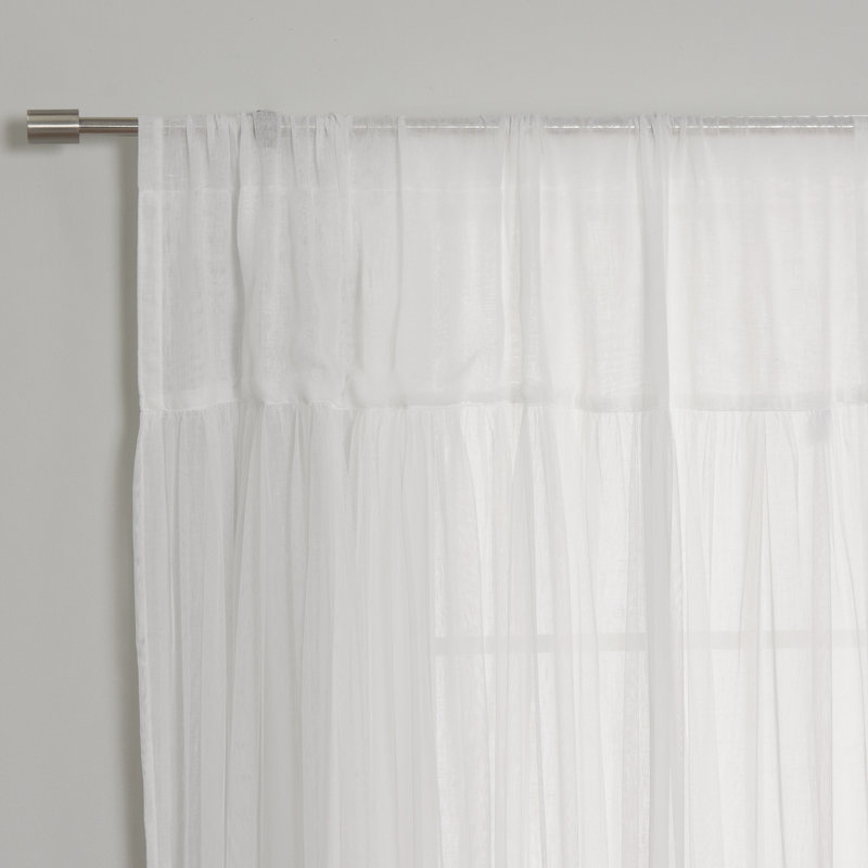 Rideaux extra-fin couleur unie avec passe-tringle Duluth, Blanc