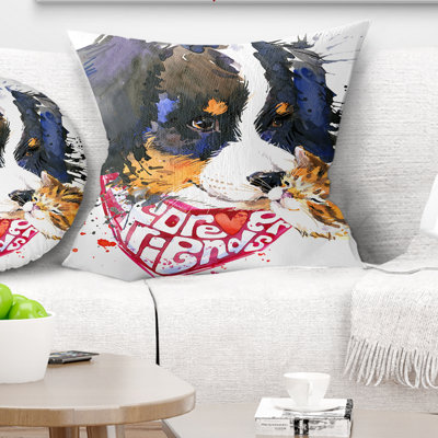 Dog and Cat Friends Forever - Coussin imprimé animal