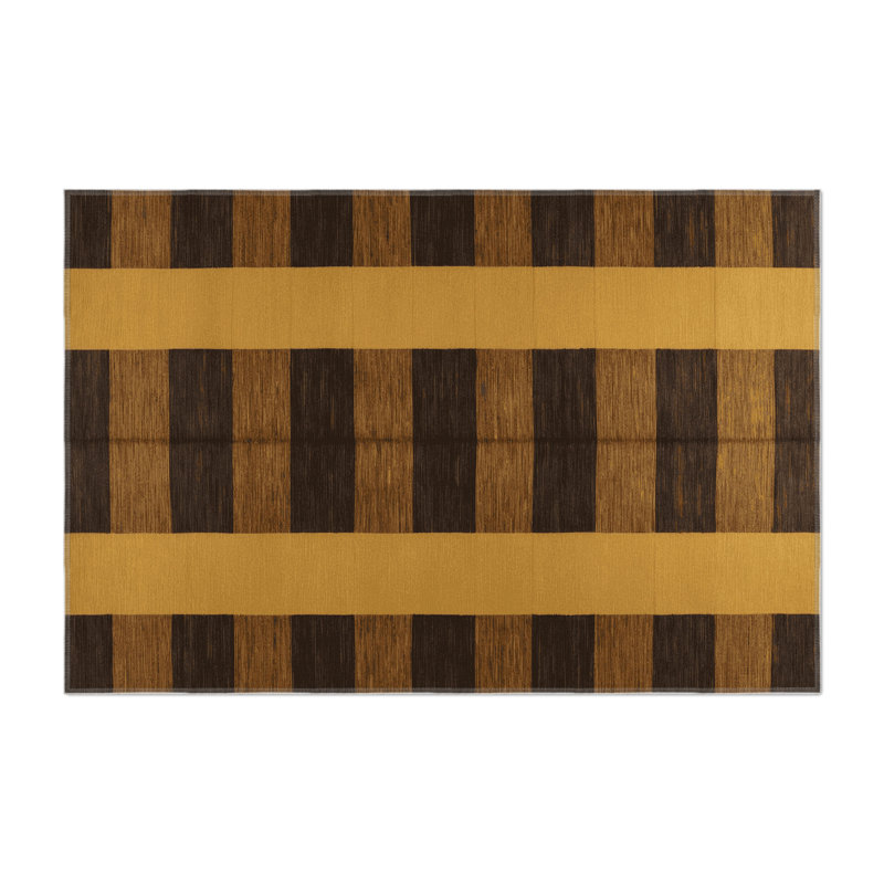 Tapis d'intérieur et d'extérieur à carreaux brun, Rectangulaire 3 pi x 5 pi