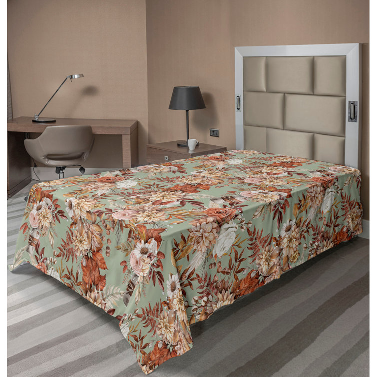 Drap plat à motif floral bohème Ambesonne