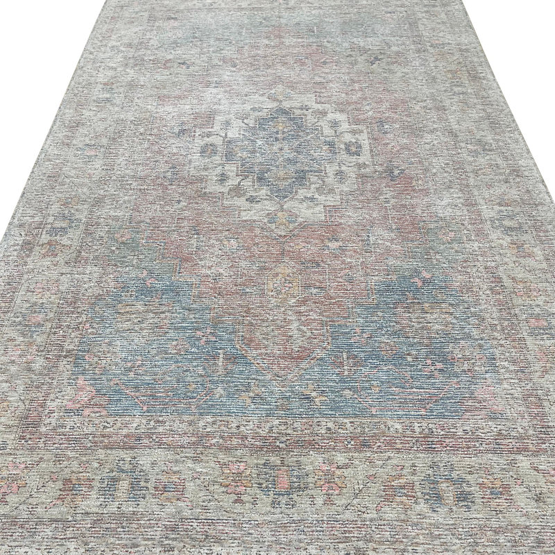 Tapis traditionnel corail en laine tissé à la main Coral, 6 pi x 9 pi