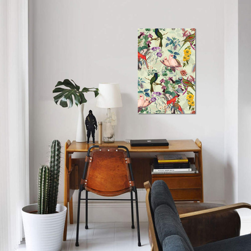 «Floral and Birds VIII» par Burcu Korkmazyurek, impression sur toile tendue, H 40 po x l 26 po x P 1,5 po, Toile tendue