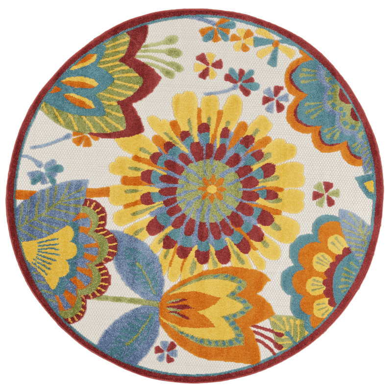 Tapis transitionnel multicolore Newton, Rond 5 pi 3 po