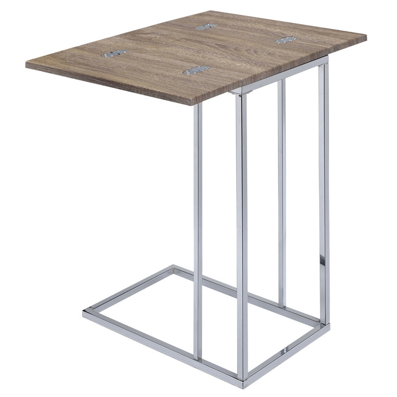 Weathered Oak And Chrome Side Table
