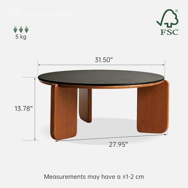 Three Leg Coffee Table, Black Stone