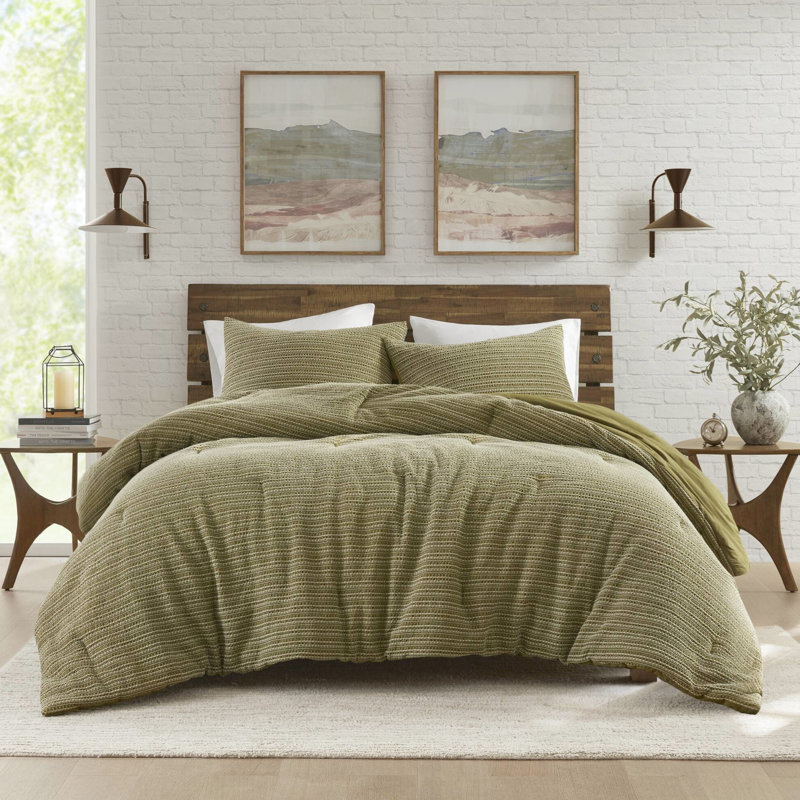 Édredon très grand / très grand 3 pièces, 100% coton lavé à la gaufre, duvet synthétique, rembourrage toutes saisons, coutures faciles d'entretien, sommeil réparateur avec rembourrage