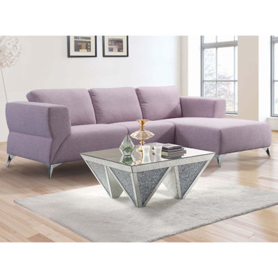 Josiah 137" Sectional Sofa, Pale Berries Fabric