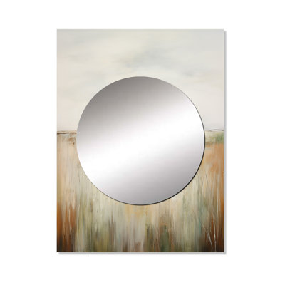 Meadow Grasslands Minimalism II - Meadow Decorative Wall Mirror, Traditional Large Mirror, Printed Metal Art