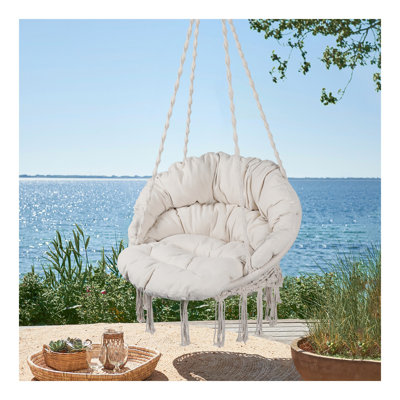 Chaise hamac pour balançoire en hamac avec corde en coton pour l'intérieur et l'extérieur avec coussin