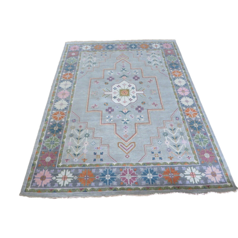 Tapis unique gris de 9 pi x 11 pi 11 po