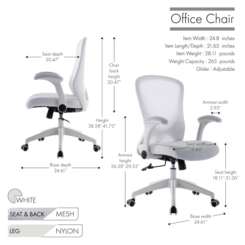 Chaise de travail en filet Pranav Dario, Blanc