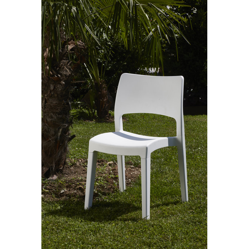 Chaise d'appoint empilable pour patio, Blanc