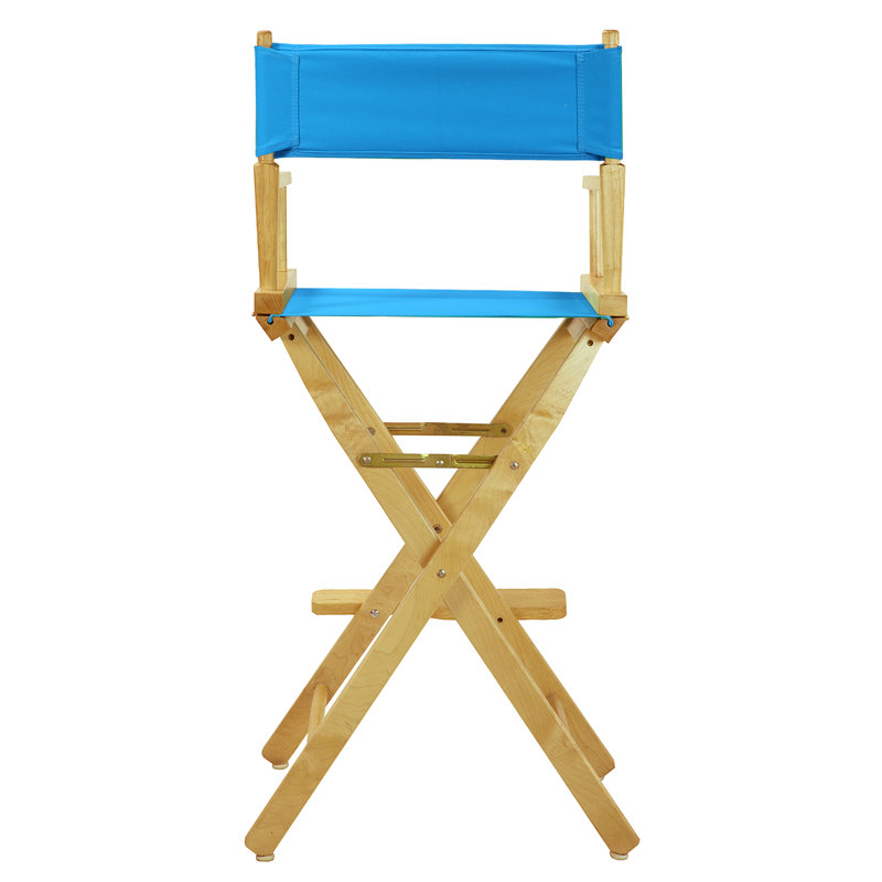 30" Folding Director Chair with Canvas, Natural, Turquoise