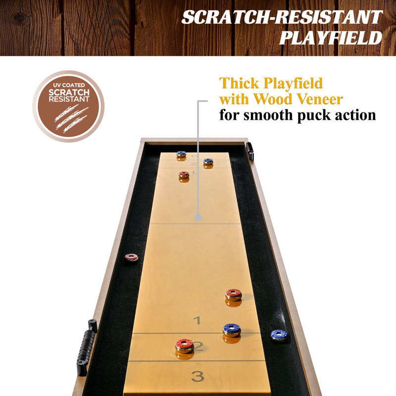 Barrington Urban Shuffleboard Table With Scratch-Resistant Playfield and 8 Puck Set, 9'