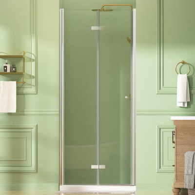 35.22-36＂W X 72＂H Bifold Frameless Shower Door, Folding Shower Door With 1/4＂(6Mm) Clear Tempered Glass For Bathroom