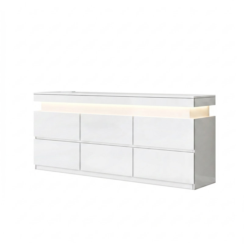 Commode 6 tiroirs l 55 po, Blanc