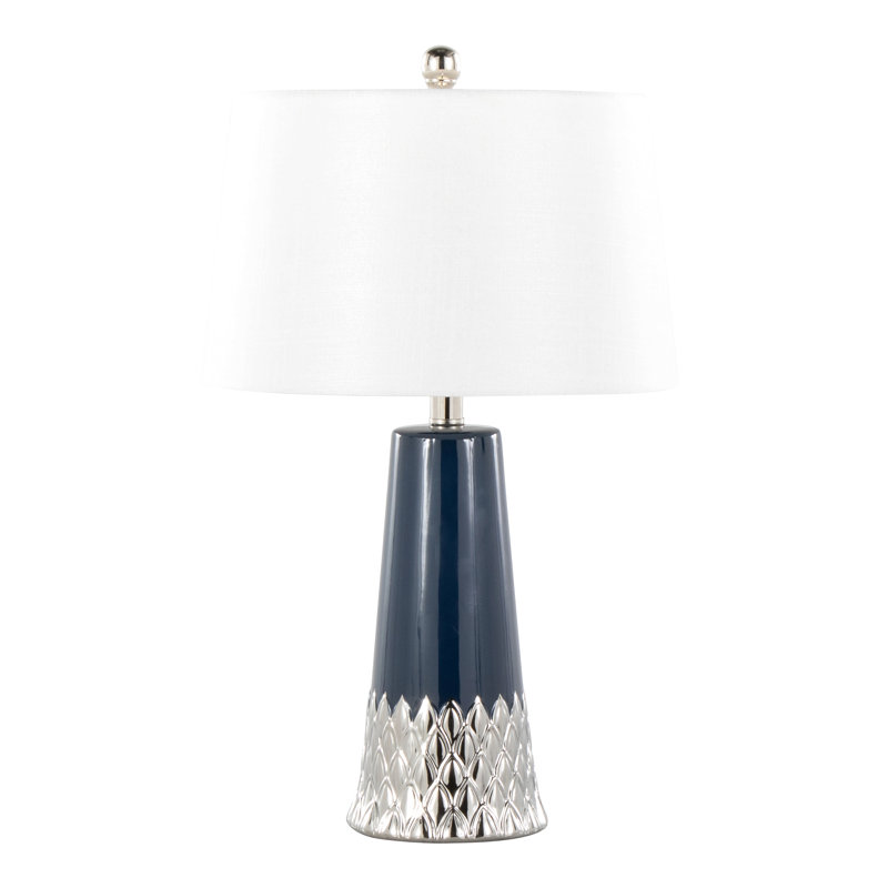 Lampe de table contemporaine 22 "avec corps en céramique et abat-jour blanc Penelope, Marine