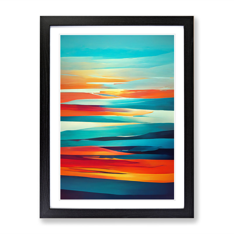 XV1022-416X Abstract Sunset No.6 - Single Picture Frame Print, 64cm H x 46cm W x 2cm D, Black