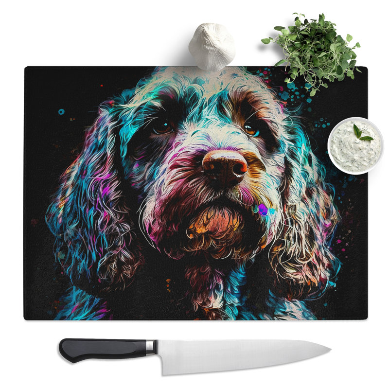 Cockapoo Expressionism   Glass Chopping Board