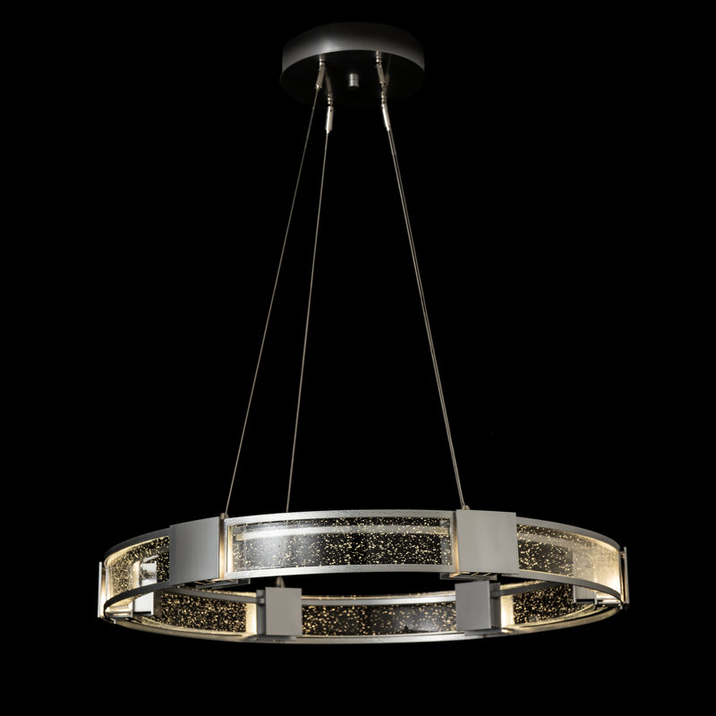 Aura Glass Ring Chandelier, Sterling, Seeded Clear Glass