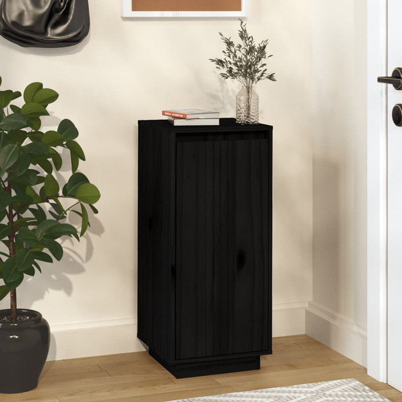 Shoe Cabinet 4-Tier Hidden Shoe Organizer Hall Cabinet Solid Wood Pine, Black