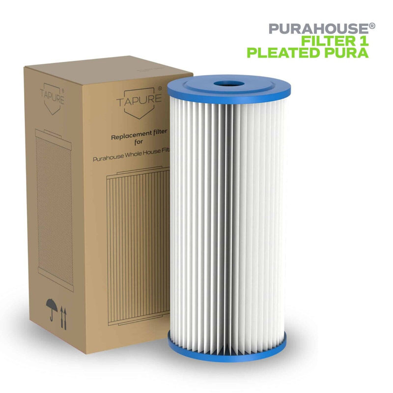 Premium & High-Efficiency PURAHOUSE Filter 1 - 5 Micron Pleated Washable Filter, Reduces Dirt & Rust