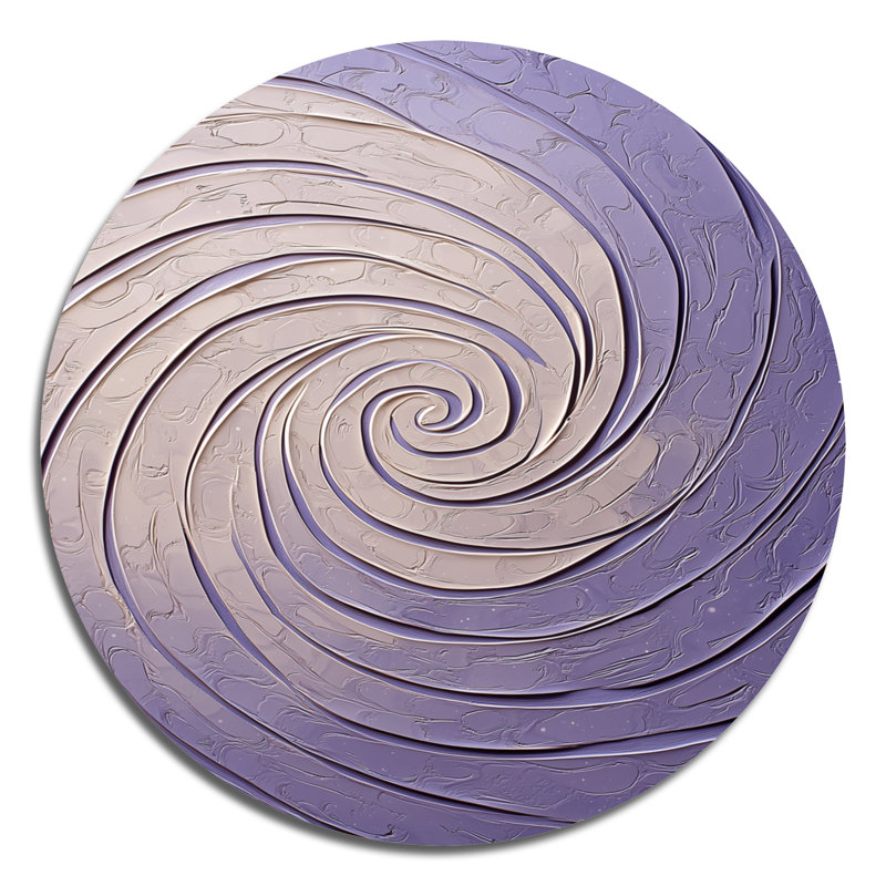 Lavande cosmique vortex - art mural rond floral abstrait, botanique moderne, art mural rond en métal, H 29 po x l 29 po