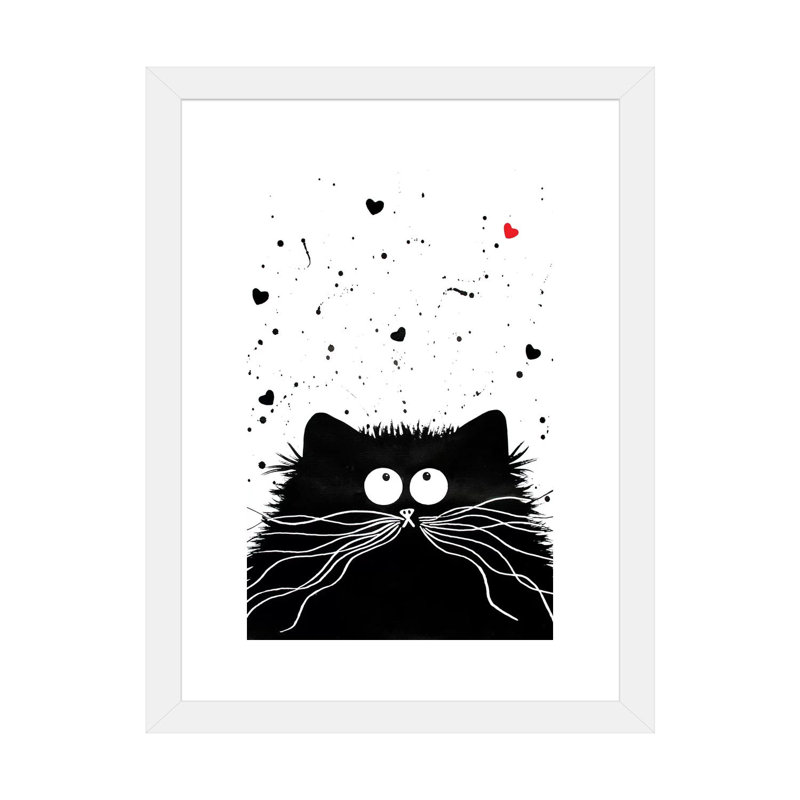 Félin affectueux par Kim Haskins-impression d’art graphique, Papier encadré blanc, Blanc, H 32 po x l 24 po x P 1 po
