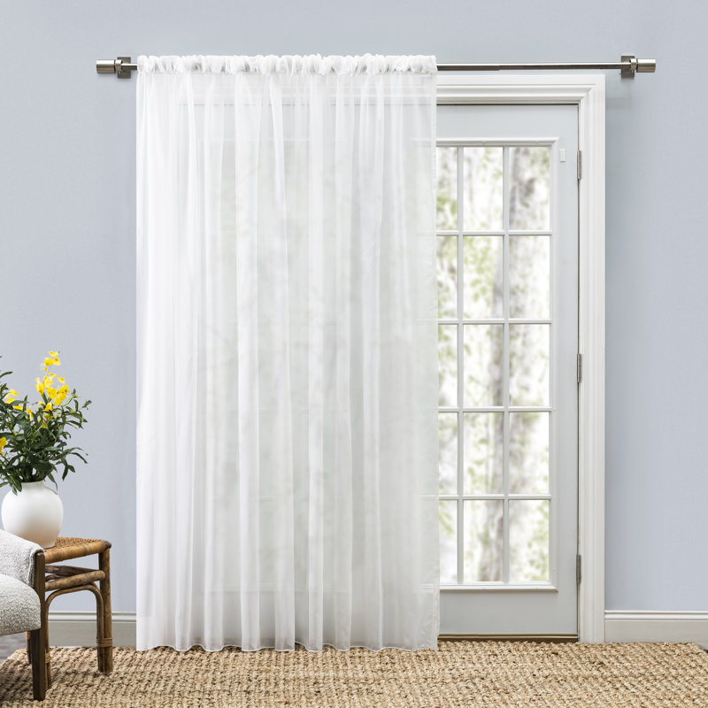 Stasia Delicate Semi-Sheer Single Panels & Extra Wide Rod Pocket Curtain Panels in Various Sizes, White, 108" W x 63" L