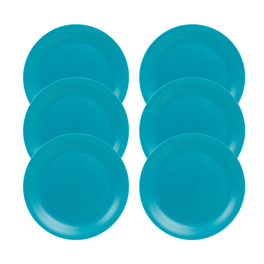 Teal  6 Pcs Unbreakable Reusable Coloured Plastic Dinner Plates Kids Party Tableware