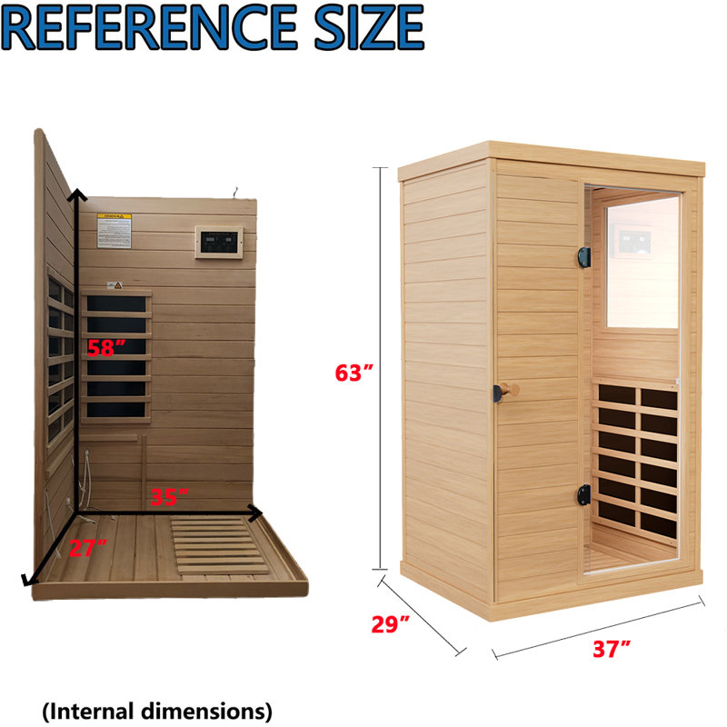 Single Person Indoor Bluetooth Compatible FAR Infrared Sauna with Remote Control in Hemlock, Right