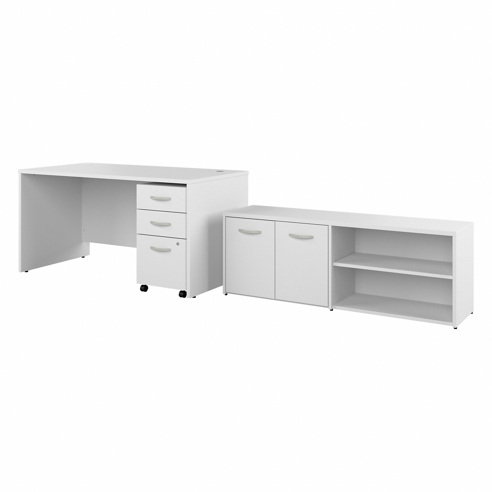 Studio C 60W Office Storage Cabinet with Doors in White - Engineered Wood