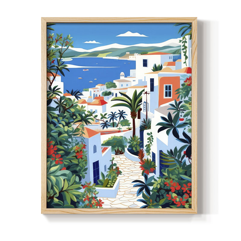 «Garden By the Sea», reproduction encadrée - bois massif, H 21 po x l 17 po, Naturel