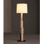 Blanc + beige-blanc + tissus noirs + cuir + lampes sur pied de forme libre