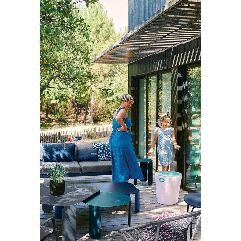 BeBop Outdoor Round Side Table, Acapulco Blue