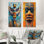 Impression de décoration murale en métal 2 pièces jaune Native American Totem
