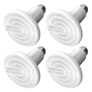 Simple Deluxe 150W Ceramic Heat Emitter Reptile Heat Lamp Bulb No Light Emitting Brooder Coop Heater for Amphibian Pet Snake Turtle & Incubating Chicken, No Harm, White, 4 Pack