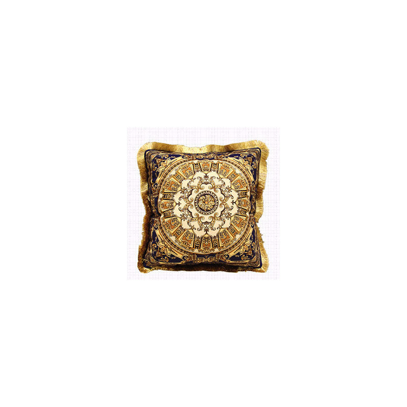 Dimitrov Embellished Throw Pillow, Blue Gold, Polyester