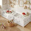 Solid Wood Montessori Floor Bed With Guardrails,  EU Single & Double Sizes, White-896744715