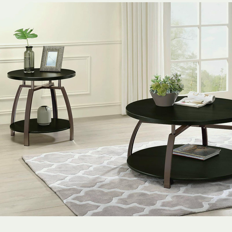 Dark gray and black nickel edge table
