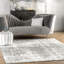 Tapis performance gris / blanc moderne à motif abstrait tissé à la machine Deedra-75784630