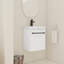 Meuble-lavabo 18 po avec lavabo en céramique. Porte à fermeture en douceur pour une expérience silencieuse. Petits espaces au look moderne. Contreplaqué pour lavabo et porte. Gain de place. Style de salle de bain. Matériau