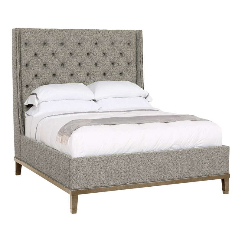 Michael Weiss Queen Upholstered Panel Bed, Hampton, Tuck Graphite, Yes