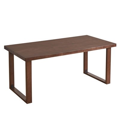 180 cm Mid‑Century Modern Rectangular Solid Wood Dining Table, Dark Walnut Solid‑Wood Kitchen Dinner Table for Dining Room, Home & Office Use