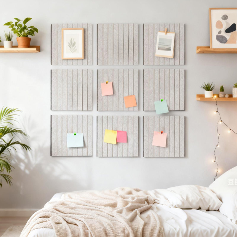 Grand tableau d'affichage en feutre 59 po x 36 po, paquet de 15 tuiles murales modulaires avec 30 punaises, tableau d'affichage auto-réparateur pour école de bureau à domicile, beige