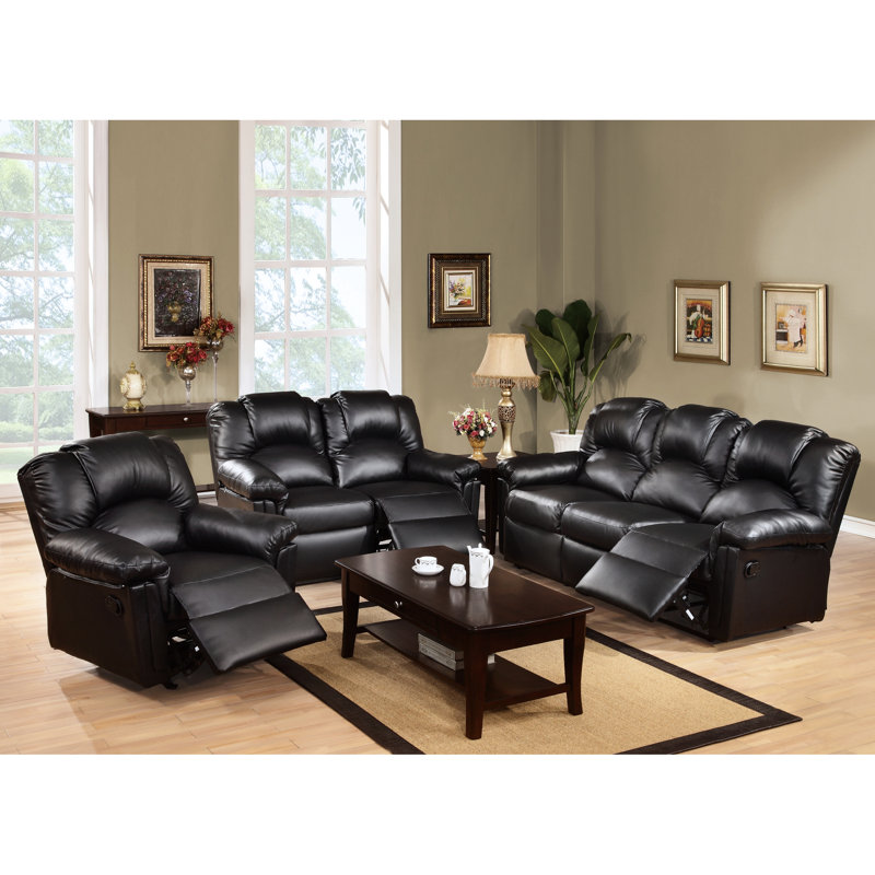 Fauteuil inclinable Motion en cuir reconstitué noir, style salon moderne luxueux