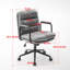 Chaise de bureau avec dossier inclinable de 40 po, dossier moyen et rembourré, roulettes, similicuir ergonomique, pivotant sur 360 °, hauteur réglable, coussin à double éponge, noir, pour coiffeuse de maquillage-132960779