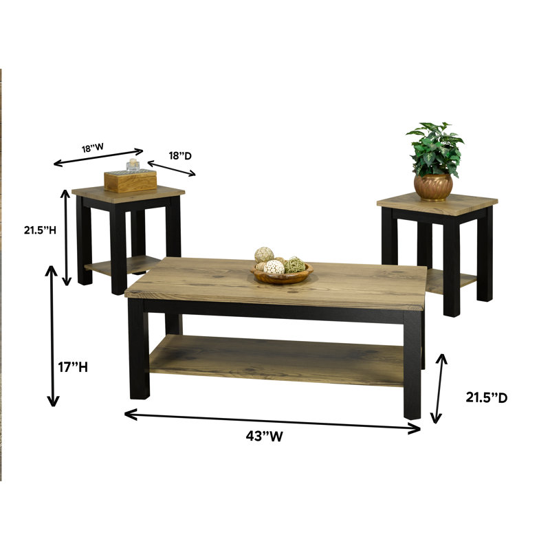 Ensemble de 3 tables basses (1 table basse + 2 tables de bout): solution de salon complète pour un look cohésif et fini