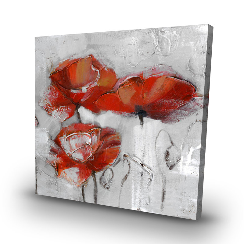 Abstract poppies - 32"x32" art on canvas